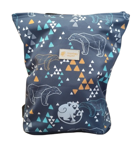 Petit sac à dos softshell pour enfant Monkey Mum® - Ours origami - Bleu foncé