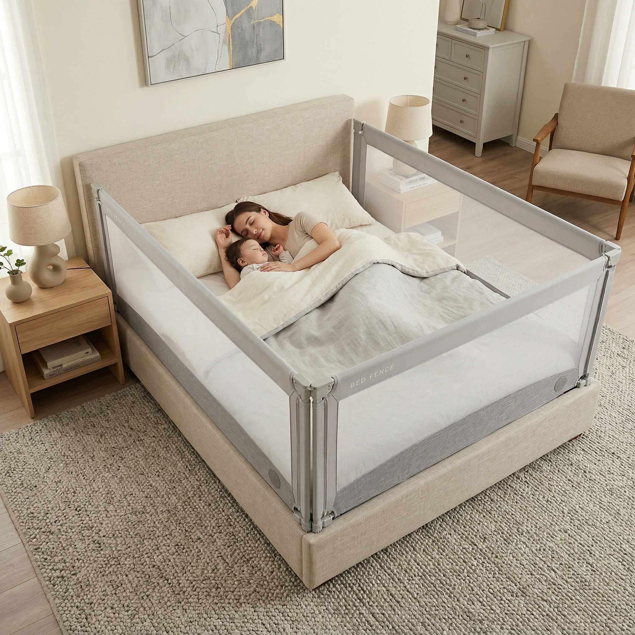 Barrière de lit Monkey Mum® Economy - gris clair