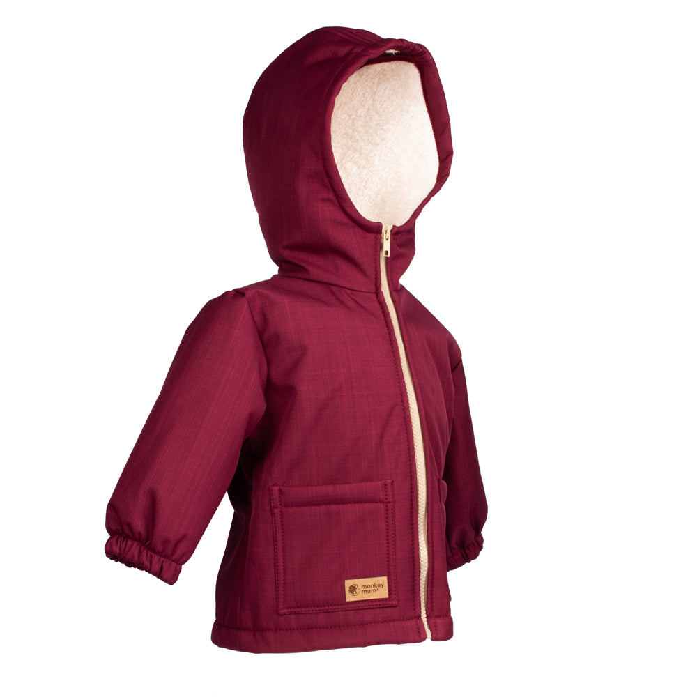 Veste softshell d’hiver pour enfant avec mouton Monkey Mum® - Petit Chaperon rouge bordeaux