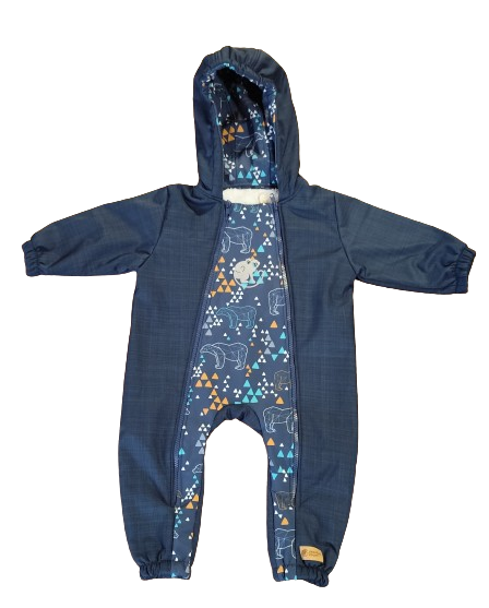 Monkey Mum® Combinaison d’hiver softshell pour enfants avec doublure en mouton - Conte du soir féerique avec un ours - taille 62/68, 74/80