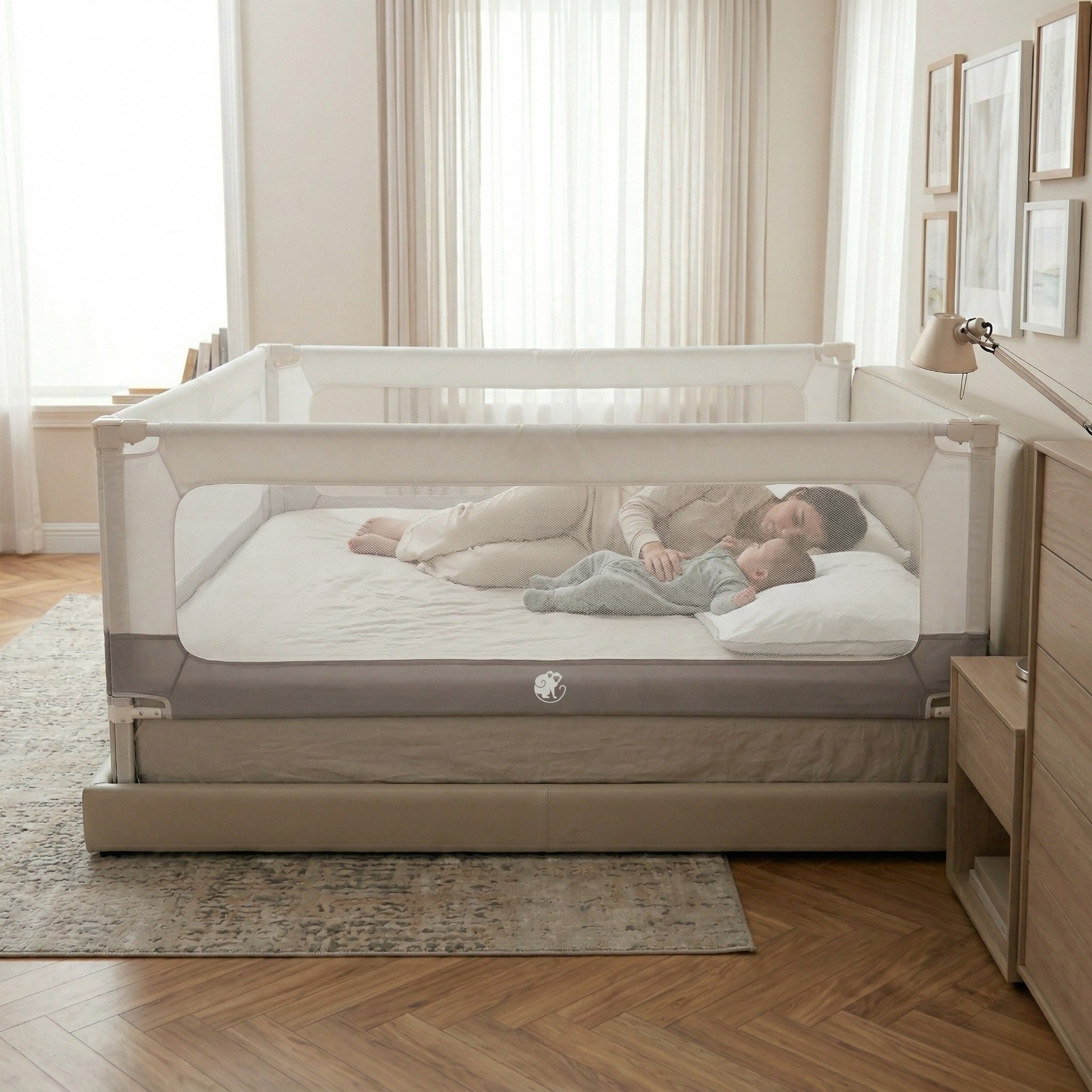 Barrière de lit et parc Monkey Mum® 2 en 1 Smart - déballé