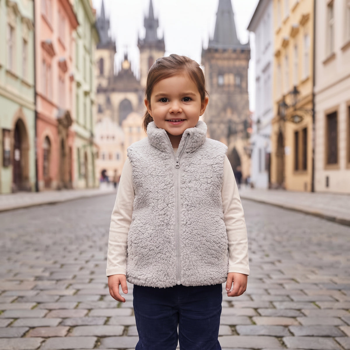 Veste en laine bouclée Monkey Mum® - Gris clair
