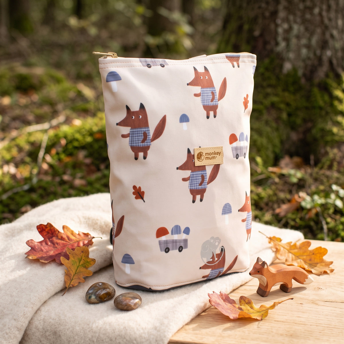 Petit sac à dos softshell pour enfant Monkey Mum® - Renards aux champignons