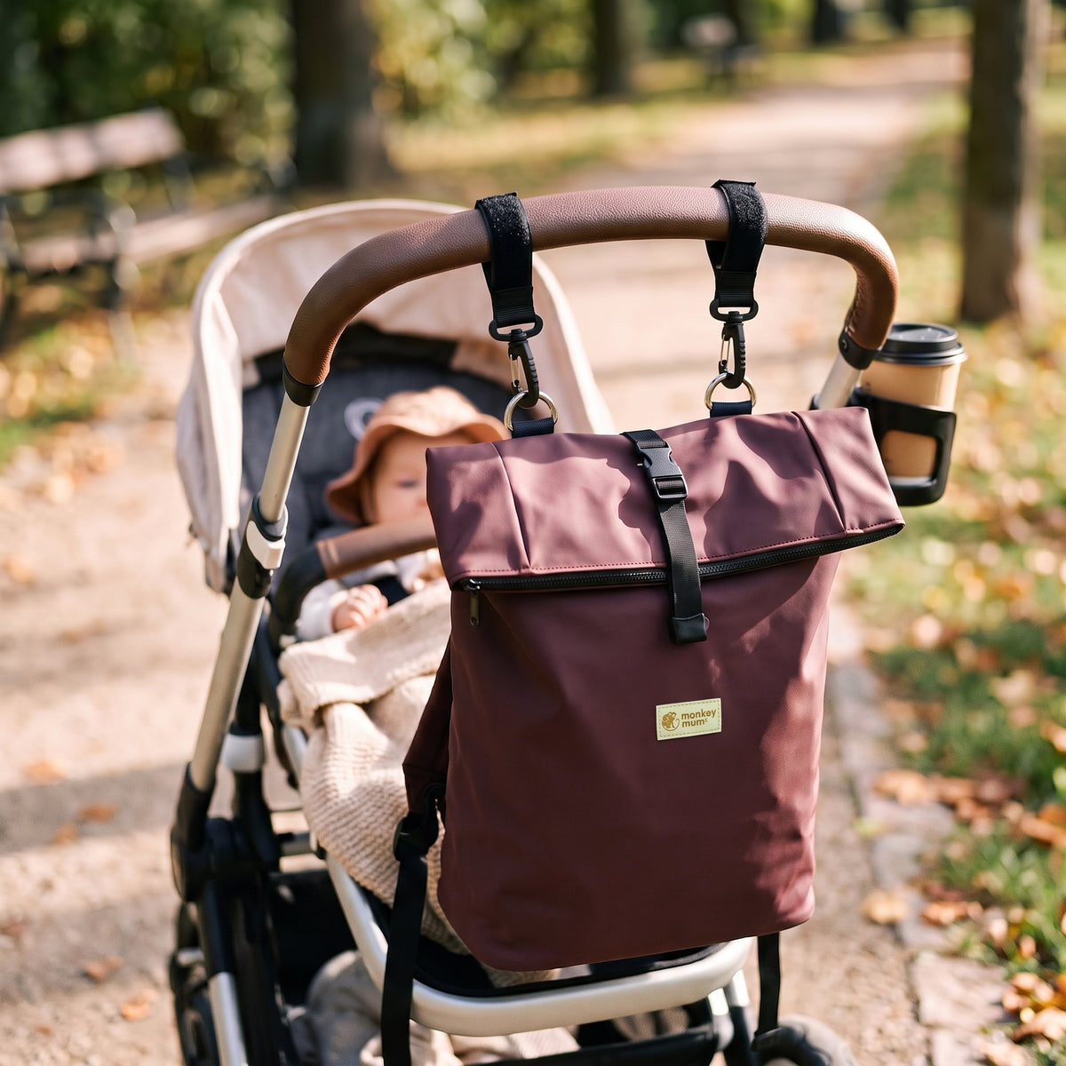 Monkey Mum® Sac à dos en softshell pour poussette – Empreinte d’ours