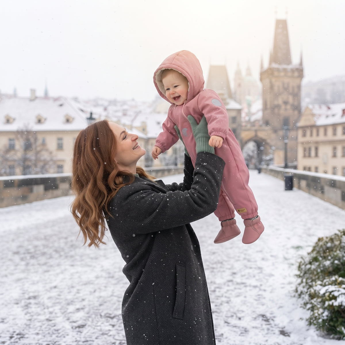 Monkey Mum® Combinaison d’hiver softshell enfant avec doublure en mouton - Petite brebis rose - t. 62/68, 74/80