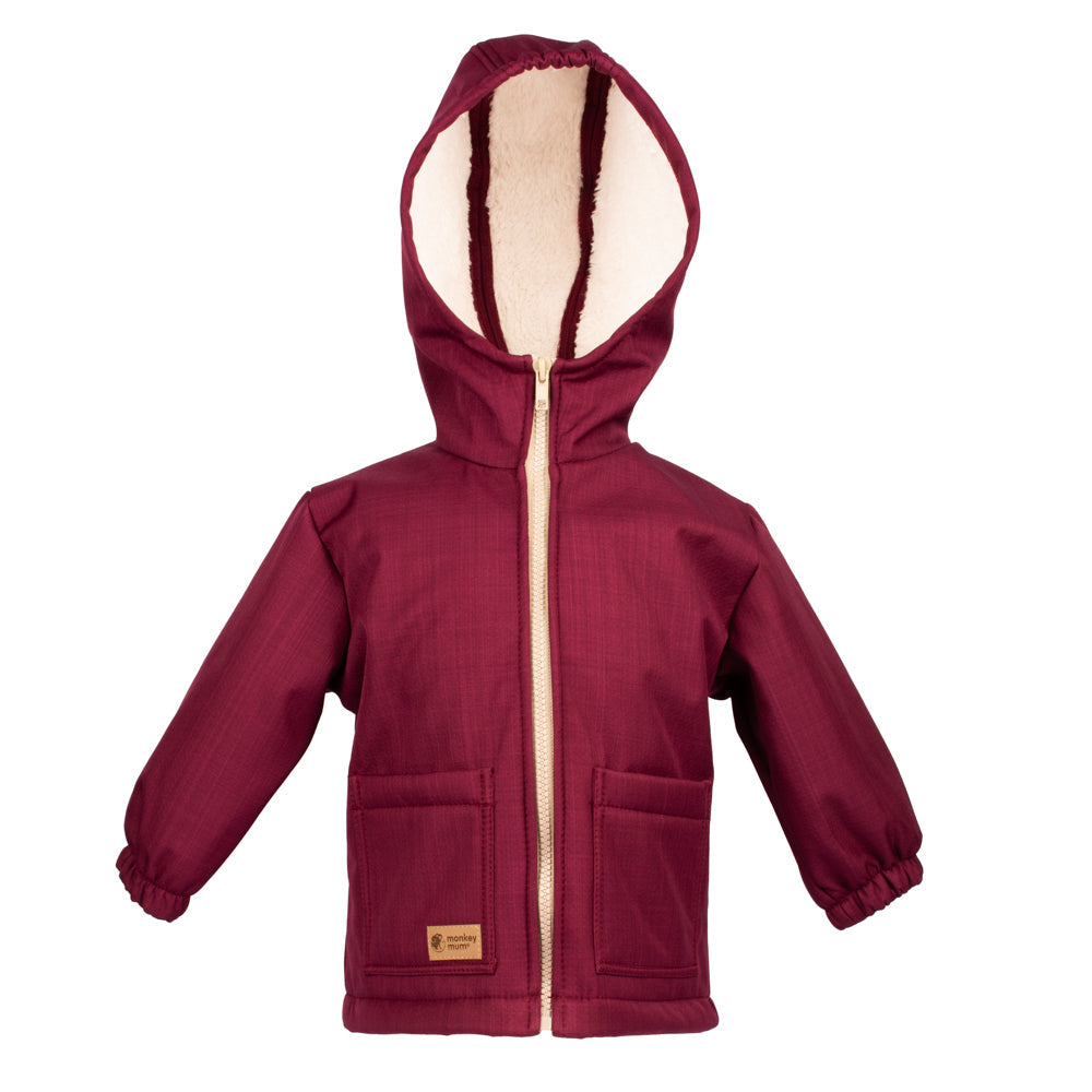 Veste softshell d’hiver pour enfant avec mouton Monkey Mum® - Petit Chaperon rouge bordeaux