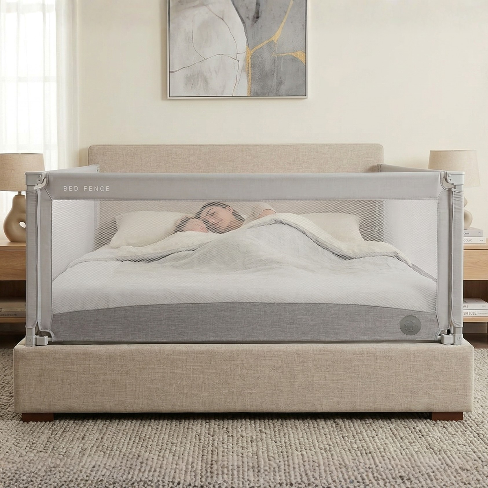 Barrière de lit Monkey Mum® Economy - gris clair - déballée