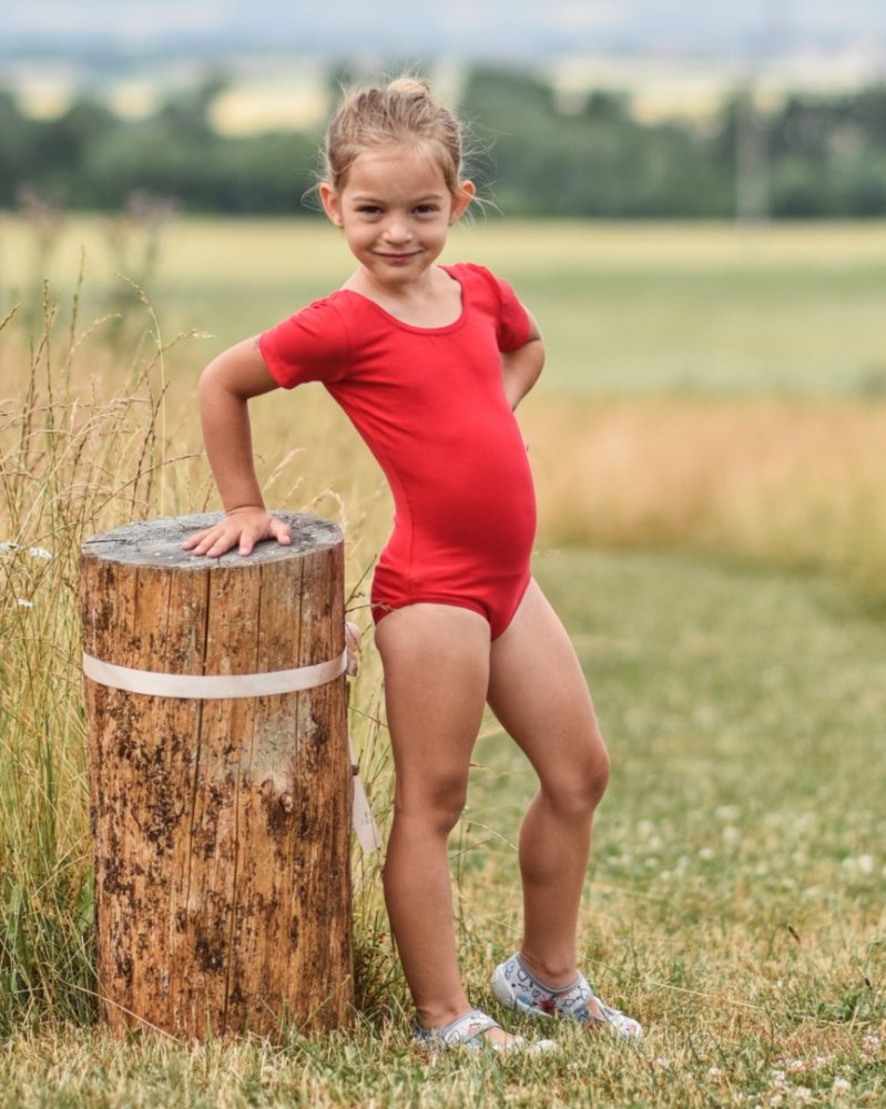Maillot de gymnastique pour filles, rouge
