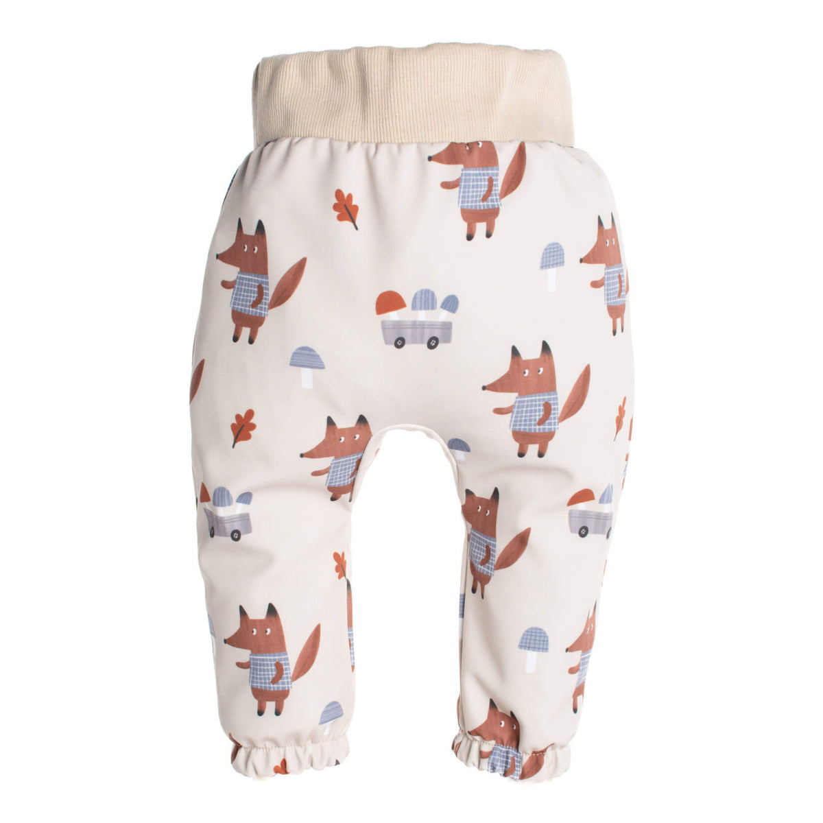 Pantalon enfant softshell avec membrane Monkey Mum® - Renards aux champignons