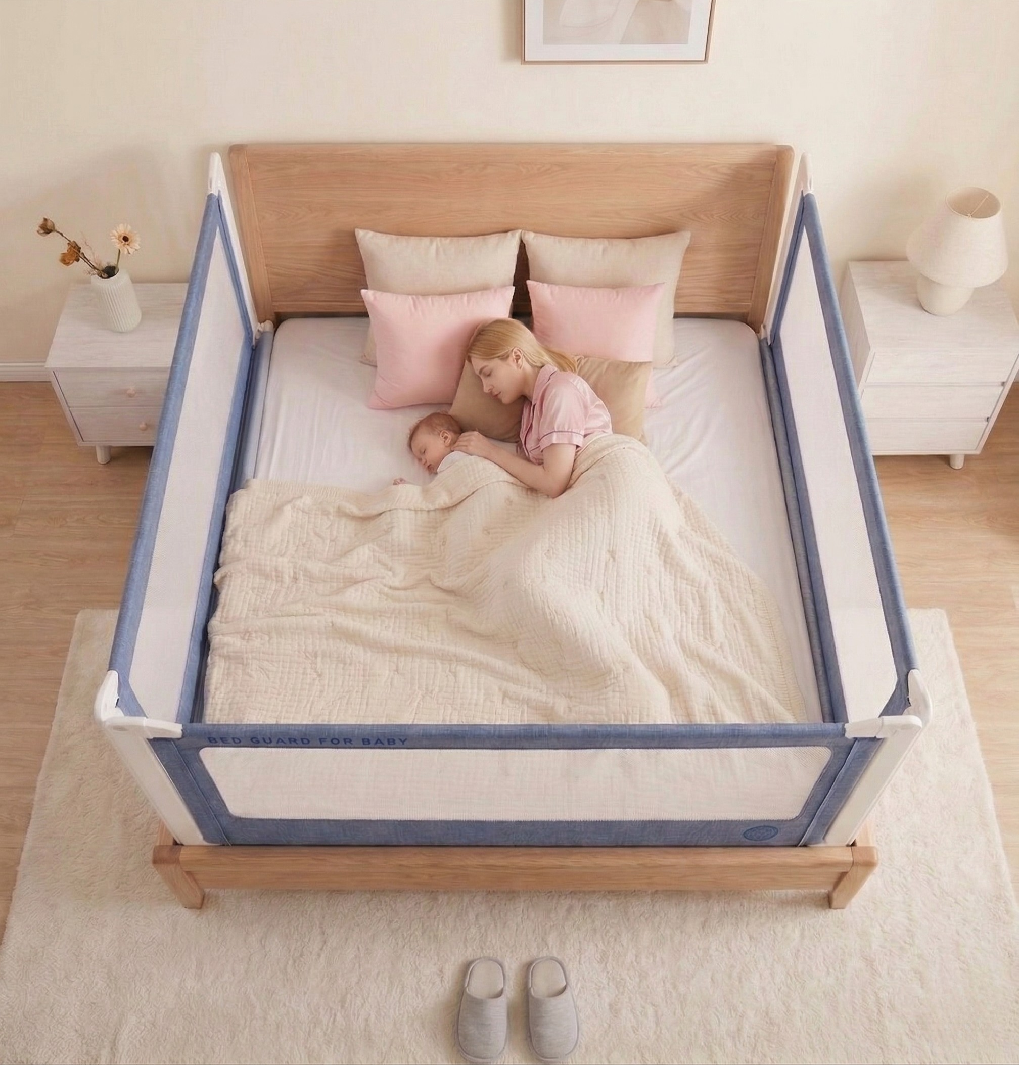 Barrière de lit Monkey Mum® Popular - bleu foncé - design - fin de série - déballée