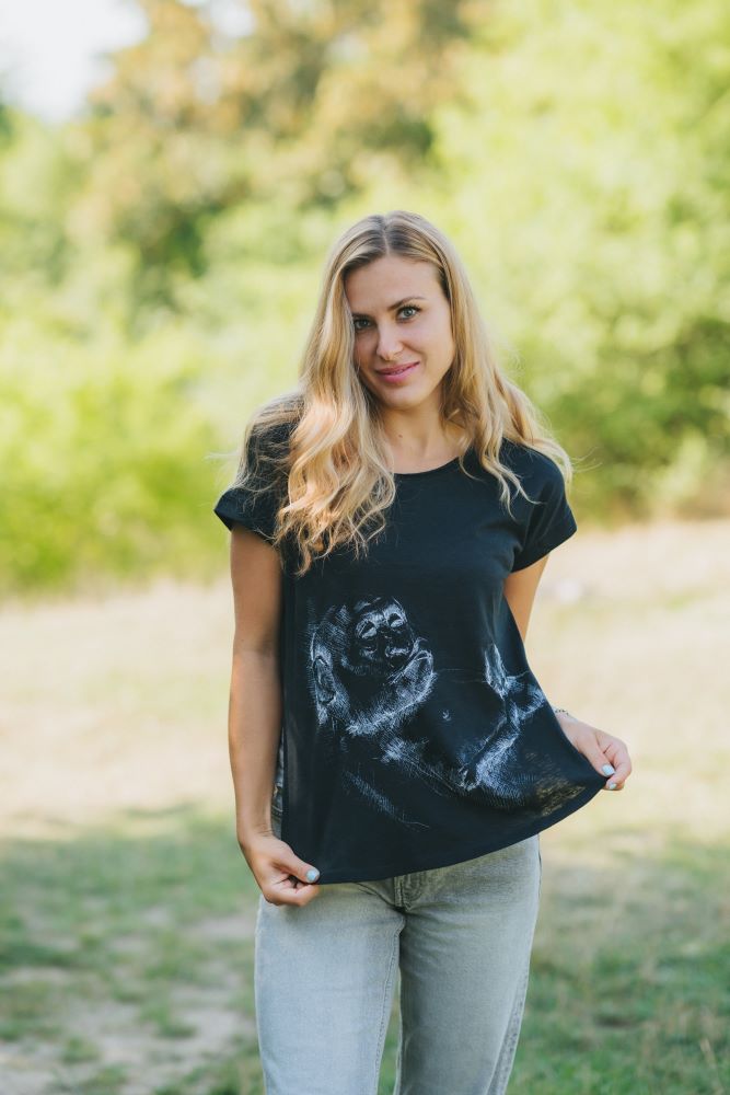 T-shirt d’allaitement Monkey Mum® noir - petit singe