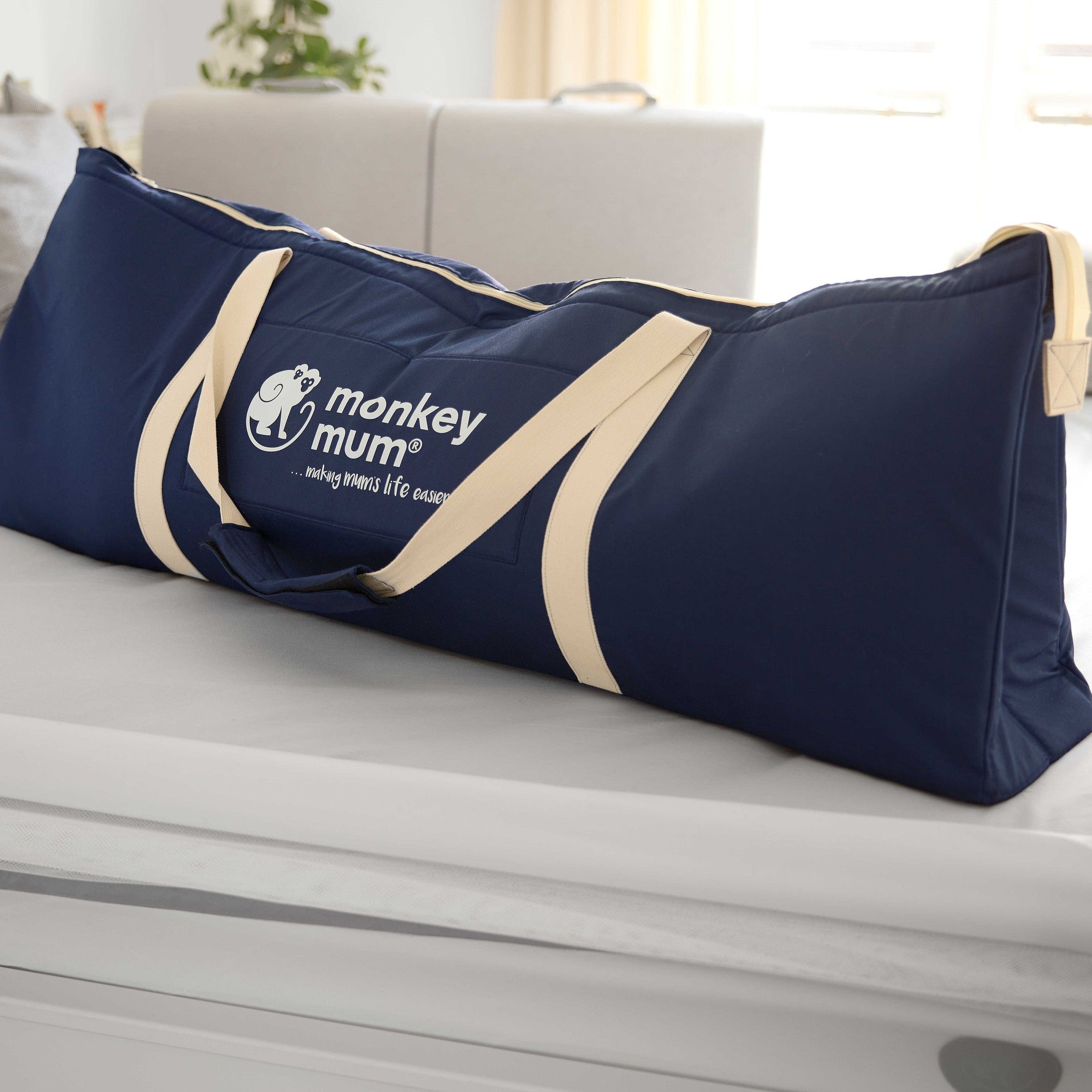 Grand sac de voyage Monkey Mum® pour barrières de lit - bleu foncé