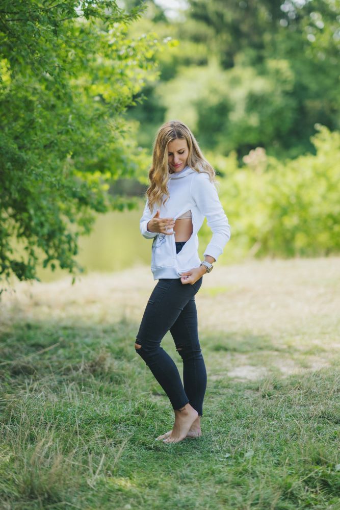 Sweat d’allaitement Monkey Mum® blanc - petit singe