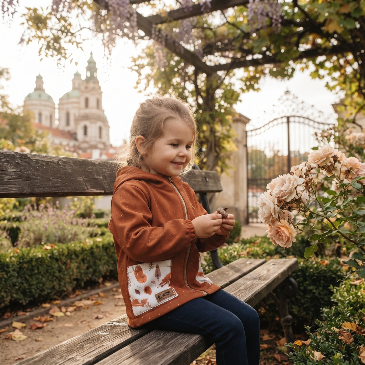 Veste softshell pour enfant avec membrane Monkey Mum® - Feuilles d’automne