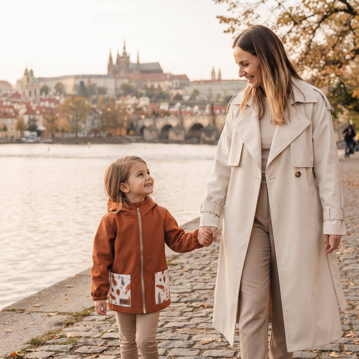 Veste softshell pour enfant avec membrane Monkey Mum® - Feuilles d’automne