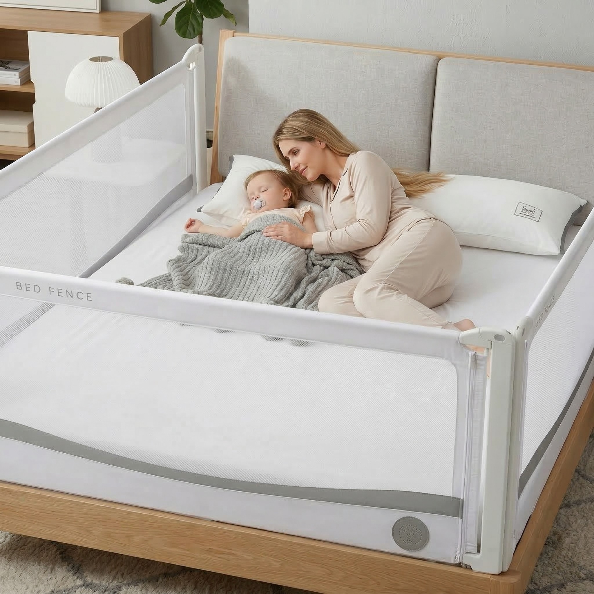 Barrière de lit Monkey Mum® Premium - gris clair - fin de série