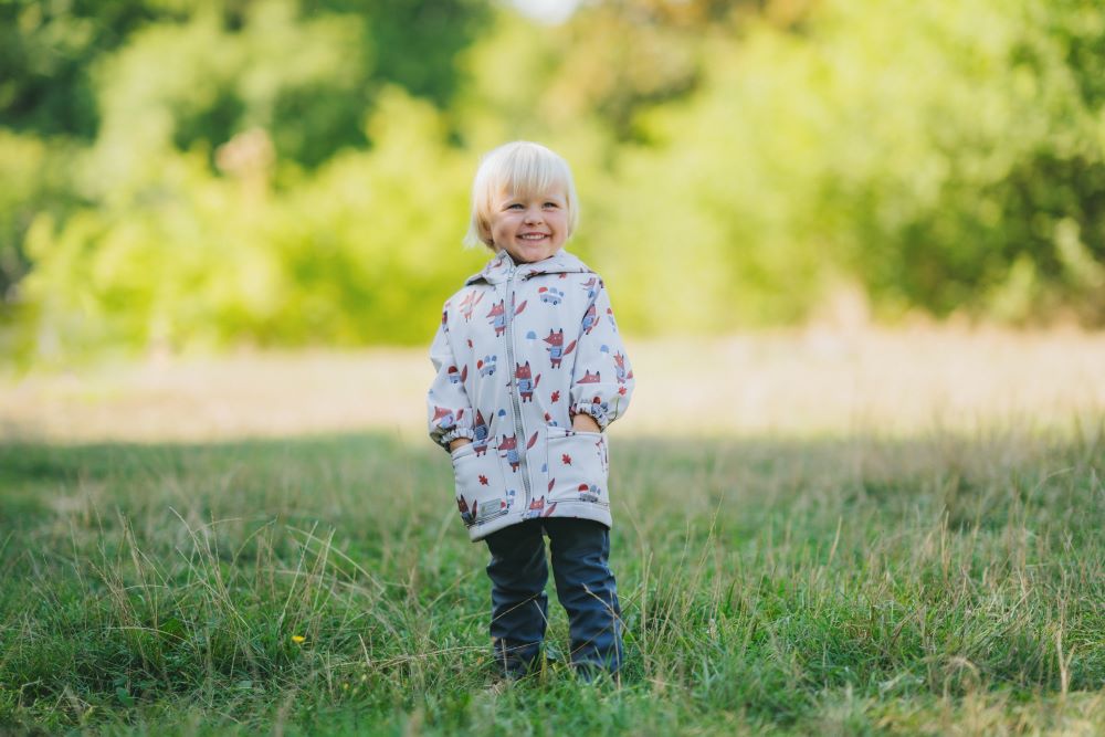 Veste softshell pour enfant avec membrane Monkey Mum® - Renards aux champignons