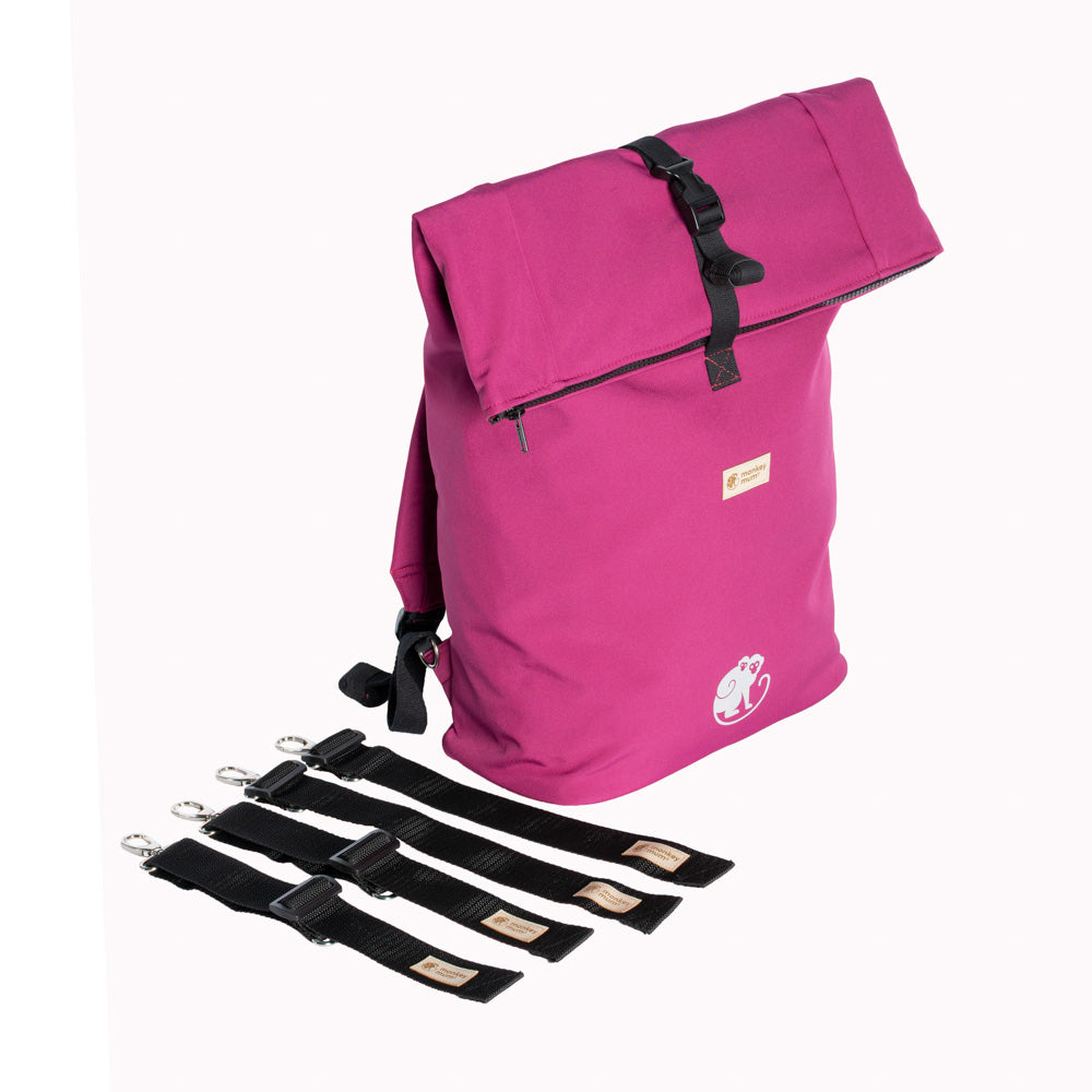 Monkey Mum® Sac à dos intégré en softshell pour porte-bébé Carrie - Framboise juteuse
