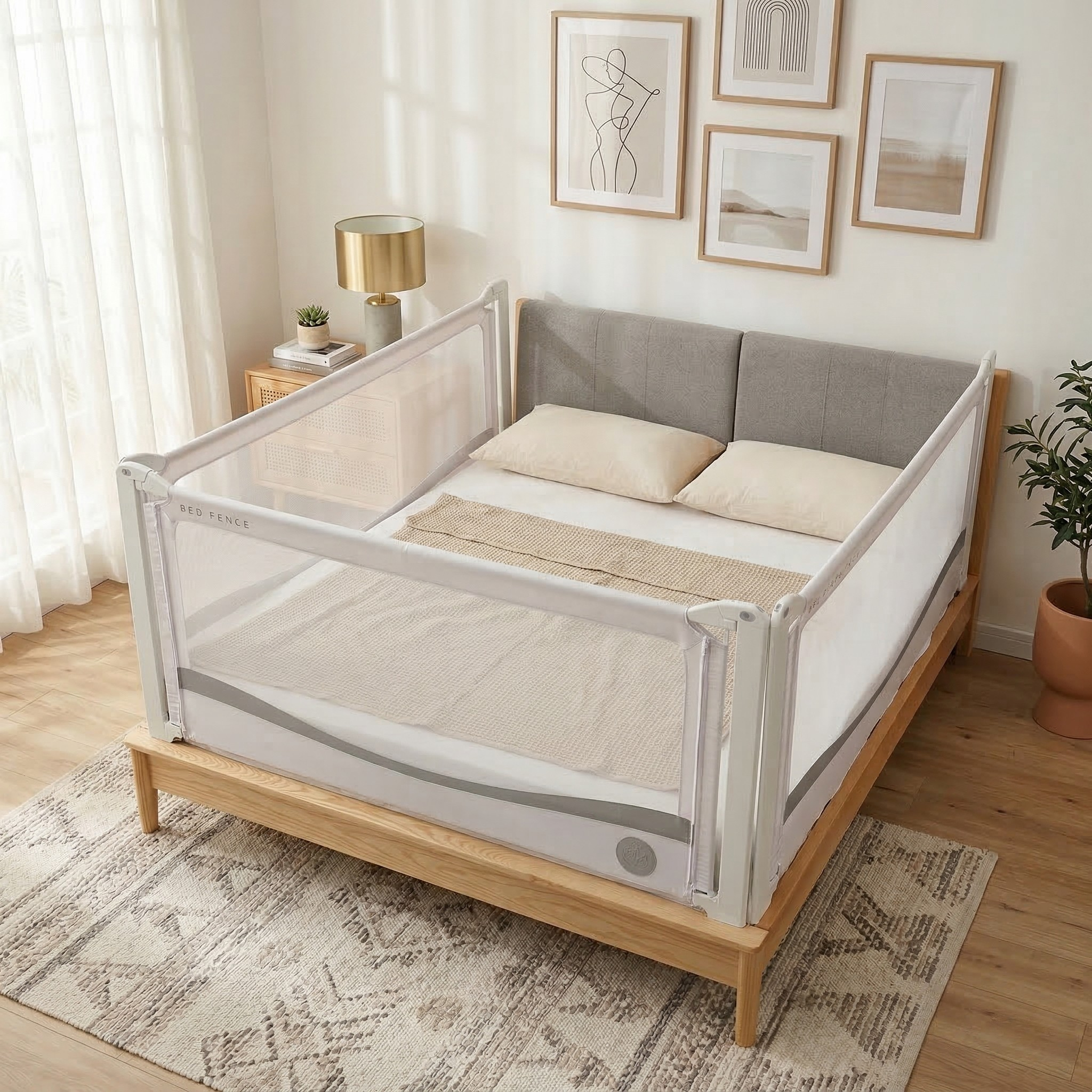 Barrière de lit Monkey Mum® Premium - gris clair - déballée