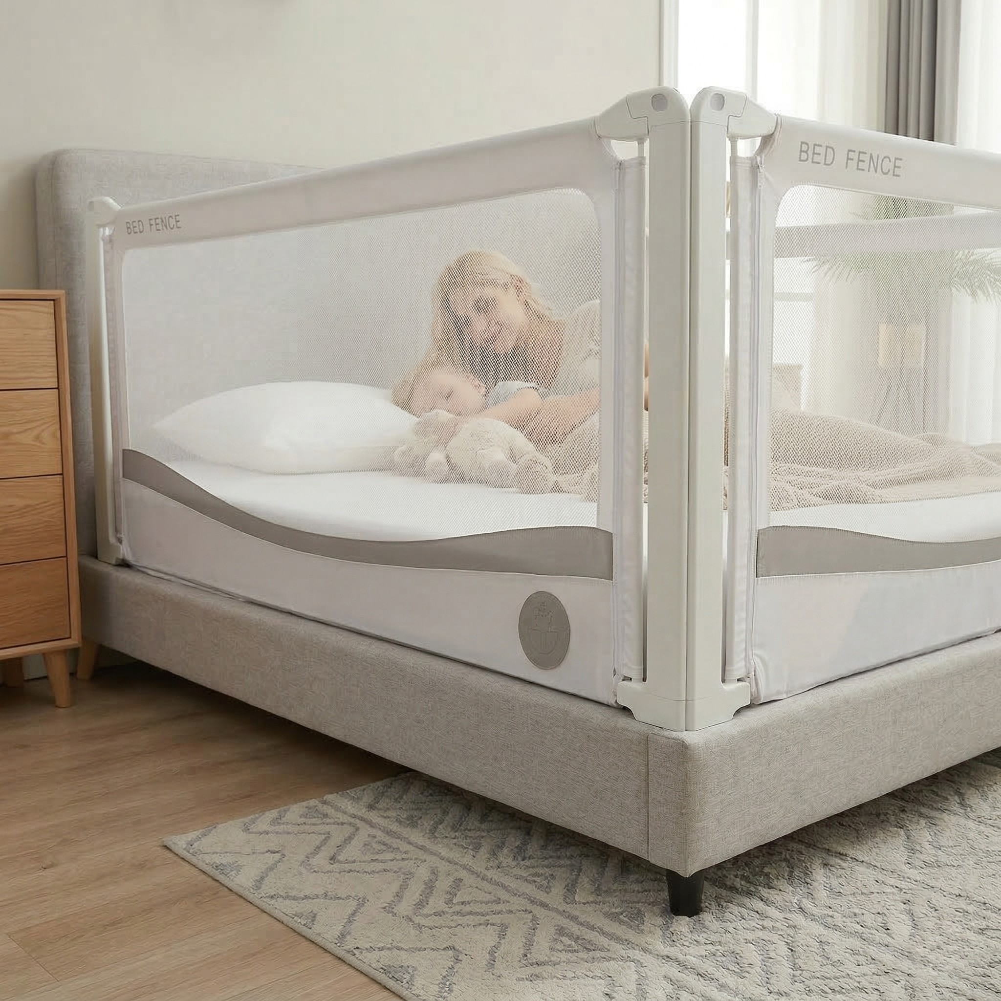 Barrière de lit Monkey Mum® Premium - gris clair
