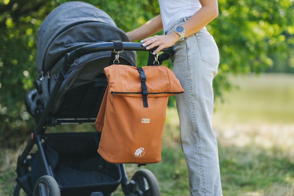 Monkey Mum® Sac à dos softshell intégré pour porte-bébé Carrie - Trace d’ours