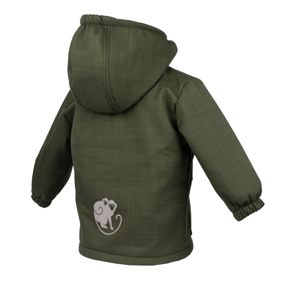 Veste d’hiver softshell enfant avec doublure en mouton Monkey Mum® - Petit chasseur kaki
