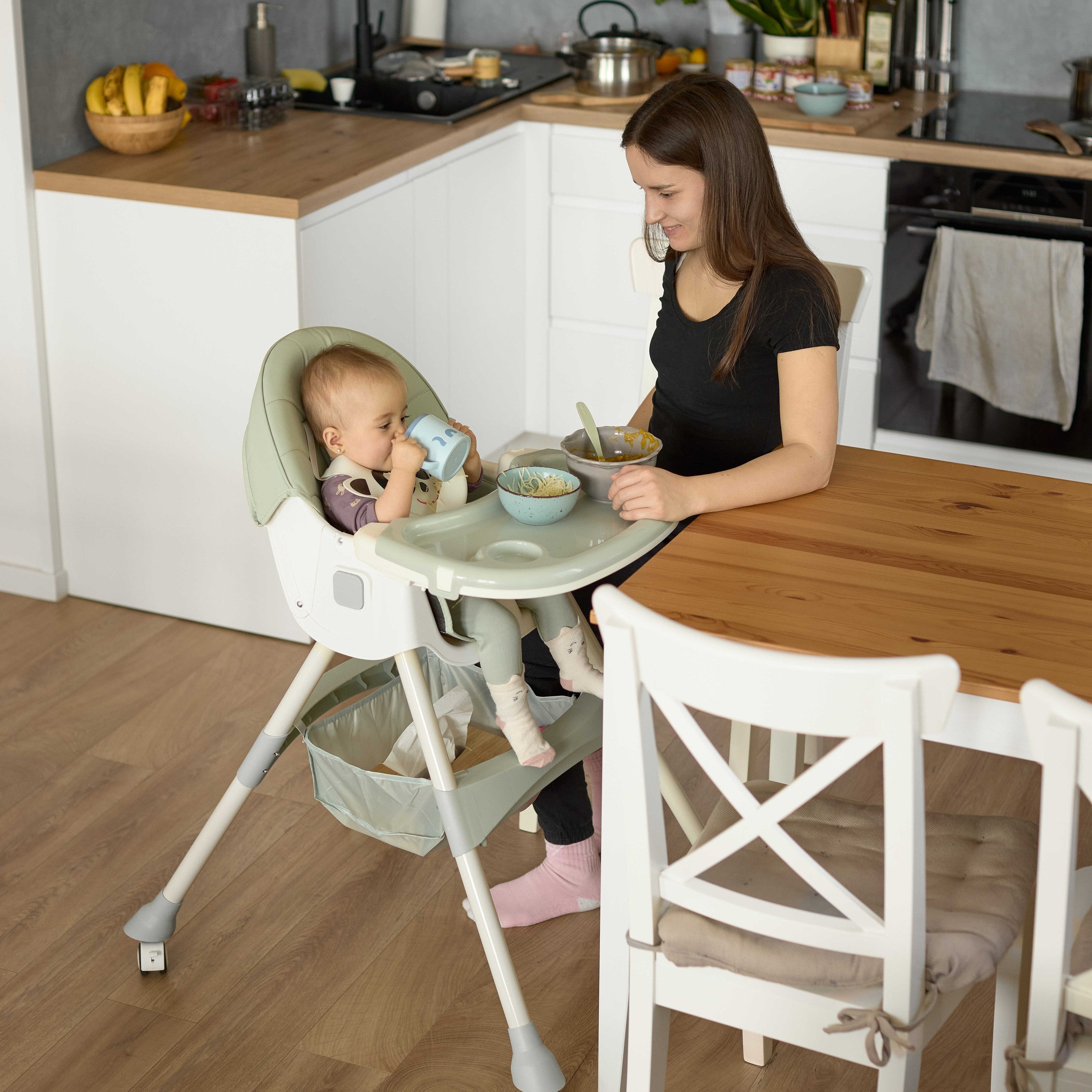 Chaise haute pour enfant 2 en 1 Comfort - Rose Ornement