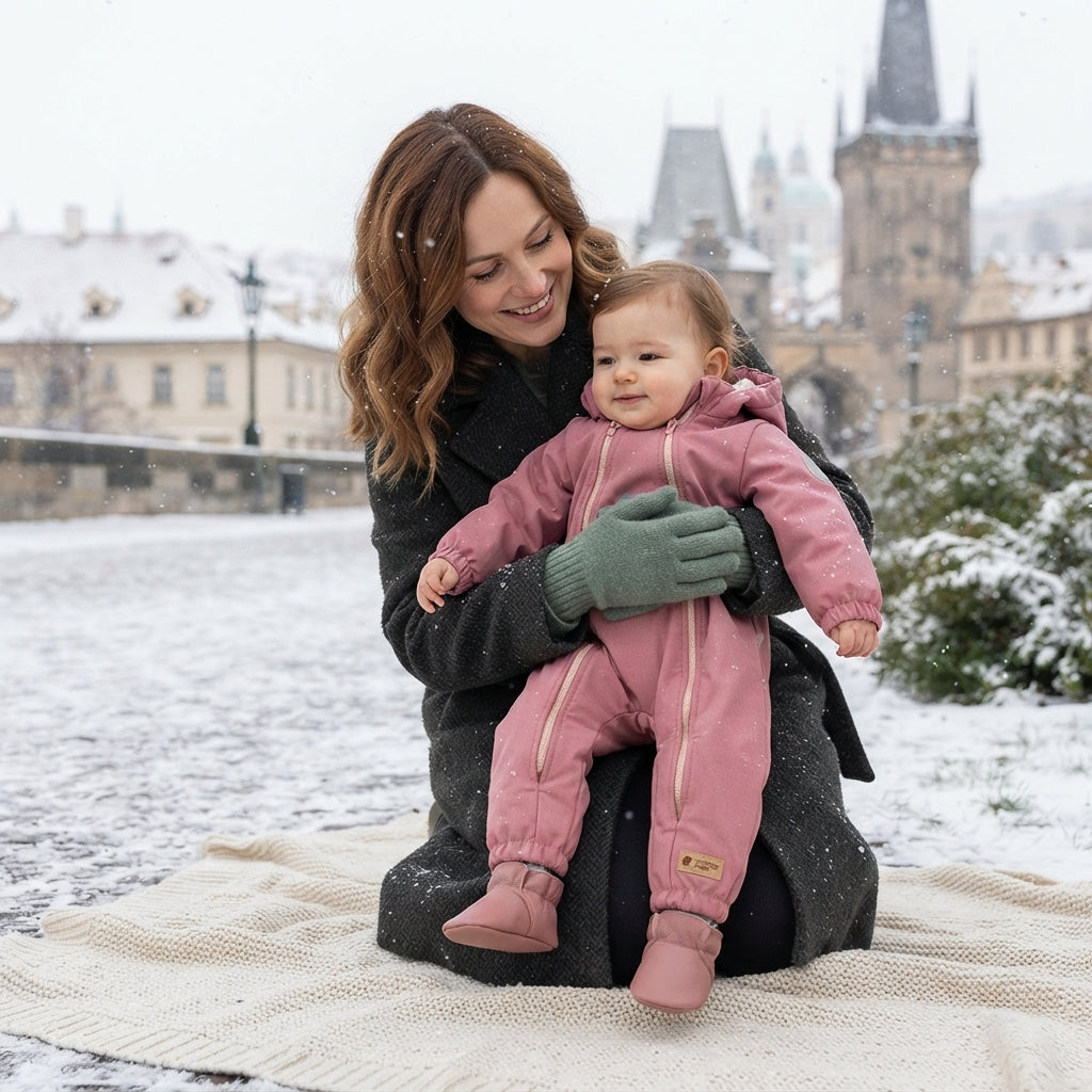 Monkey Mum® Combinaison d’hiver softshell enfant avec doublure en mouton - Petite brebis rose - t. 62/68, 74/80