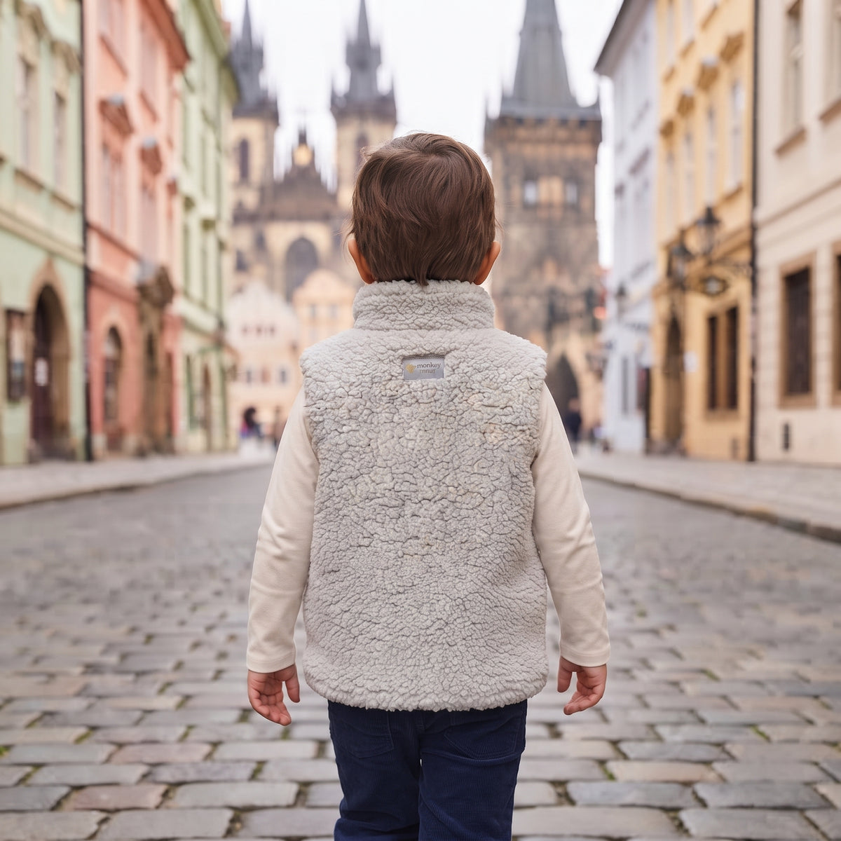 Veste en laine bouclée Monkey Mum® - Gris clair