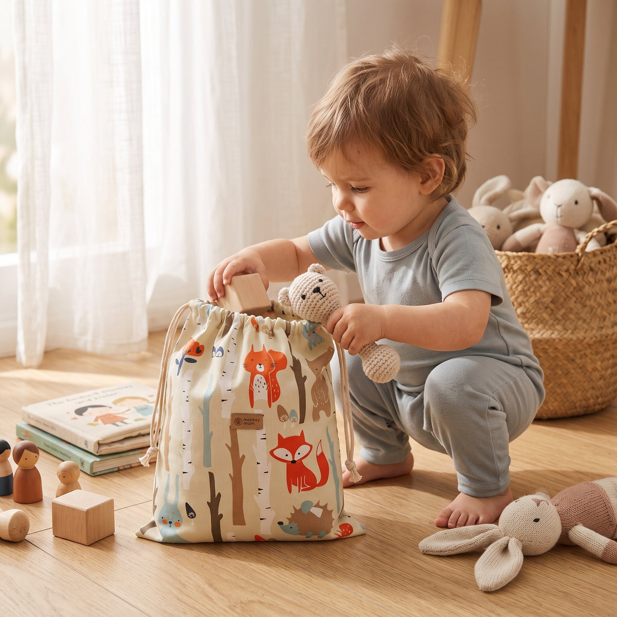 Sac en tissu Monkey Mum® - Animaux de la forêt
