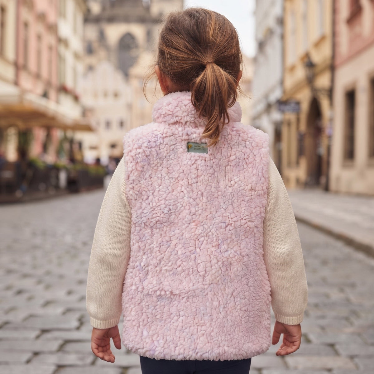 Veste en laine bouclée Monkey Mum® - Rose