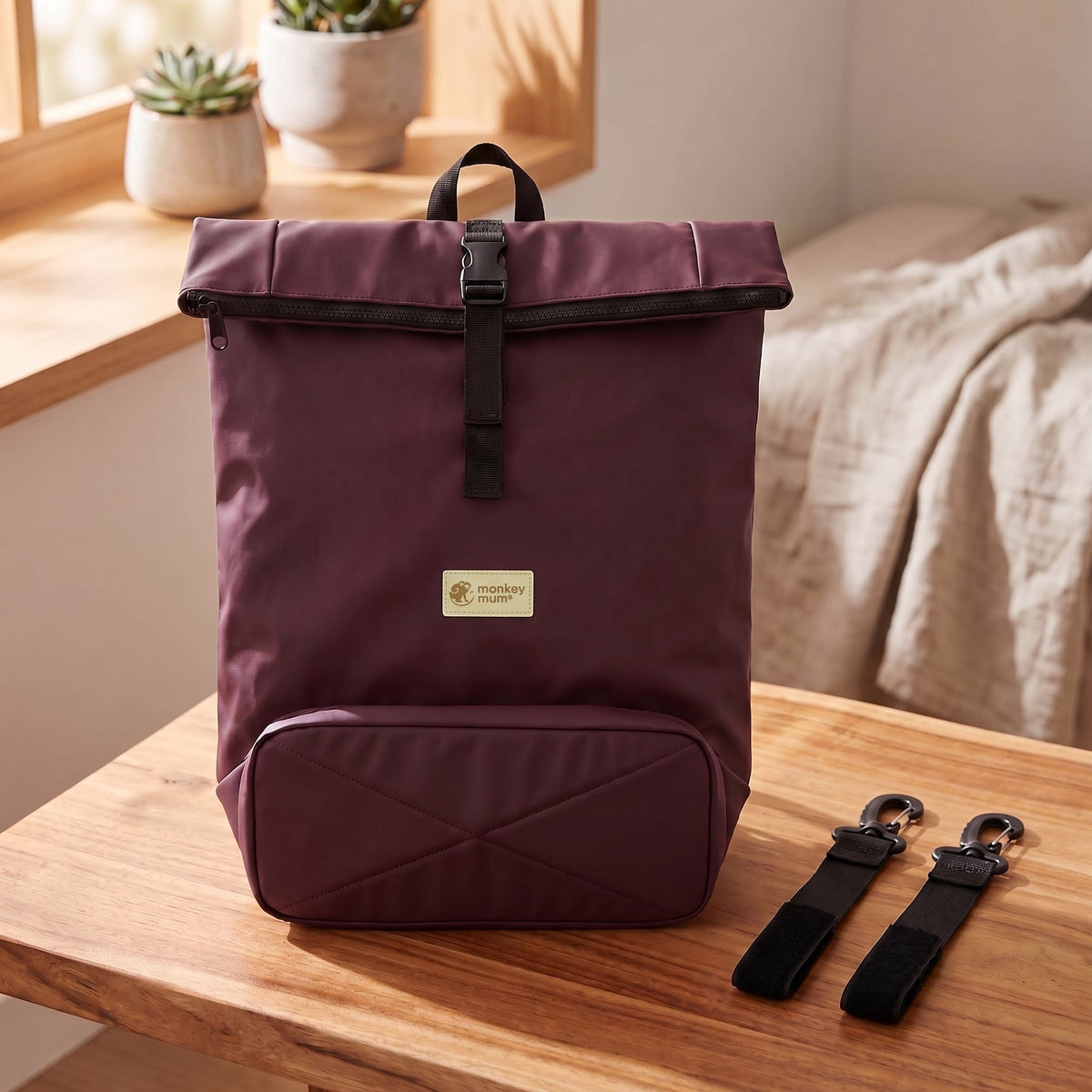 Monkey Mum® Sac à dos en softshell pour poussette – Empreinte d’ours
