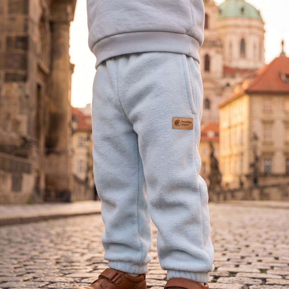 Monkey Mum® Pantalons de jogging en polaire - Bleu clair