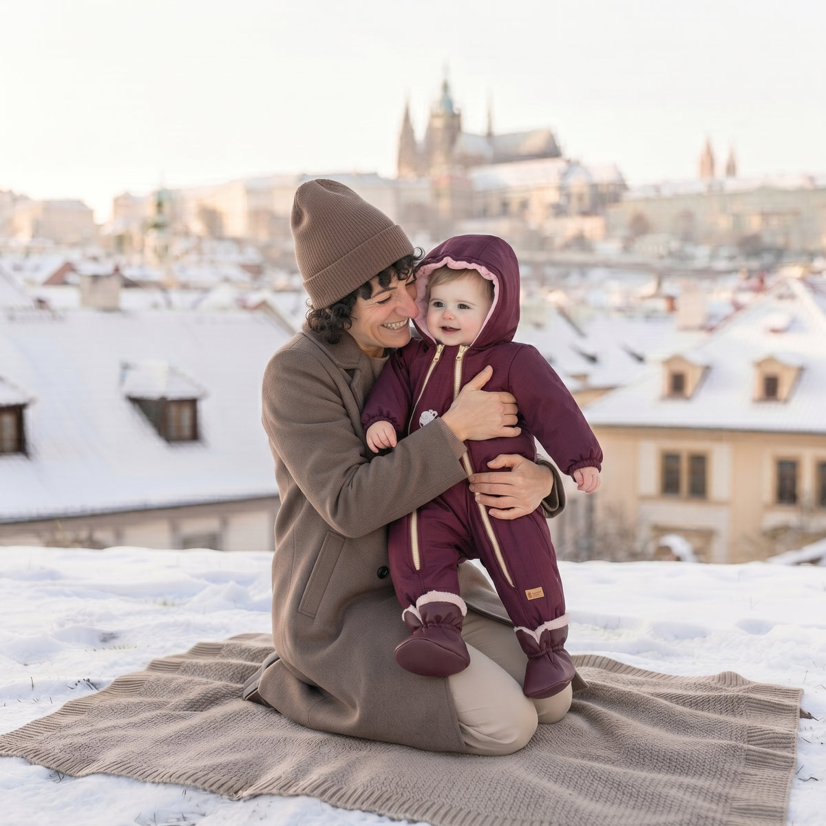 Monkey Mum® Combinaison d’hiver softshell enfant avec doublure en mouton - Petit Chaperon rouge bordeaux - t. 62/68, 74/80