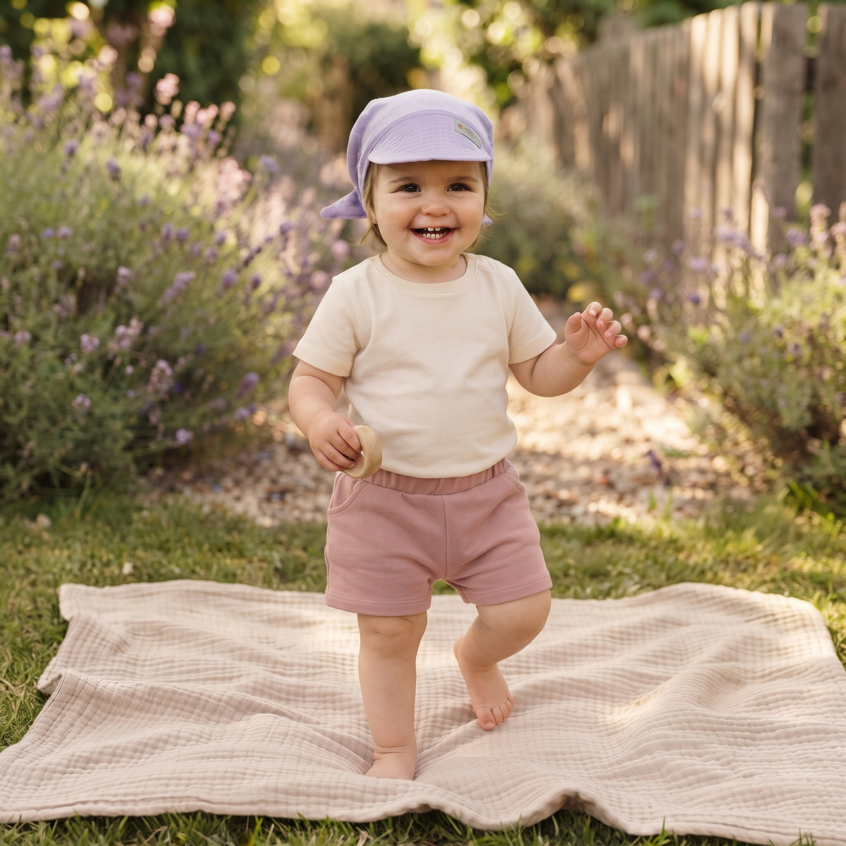 Foulard en mousseline avec visière Monkey Mum® - Violette