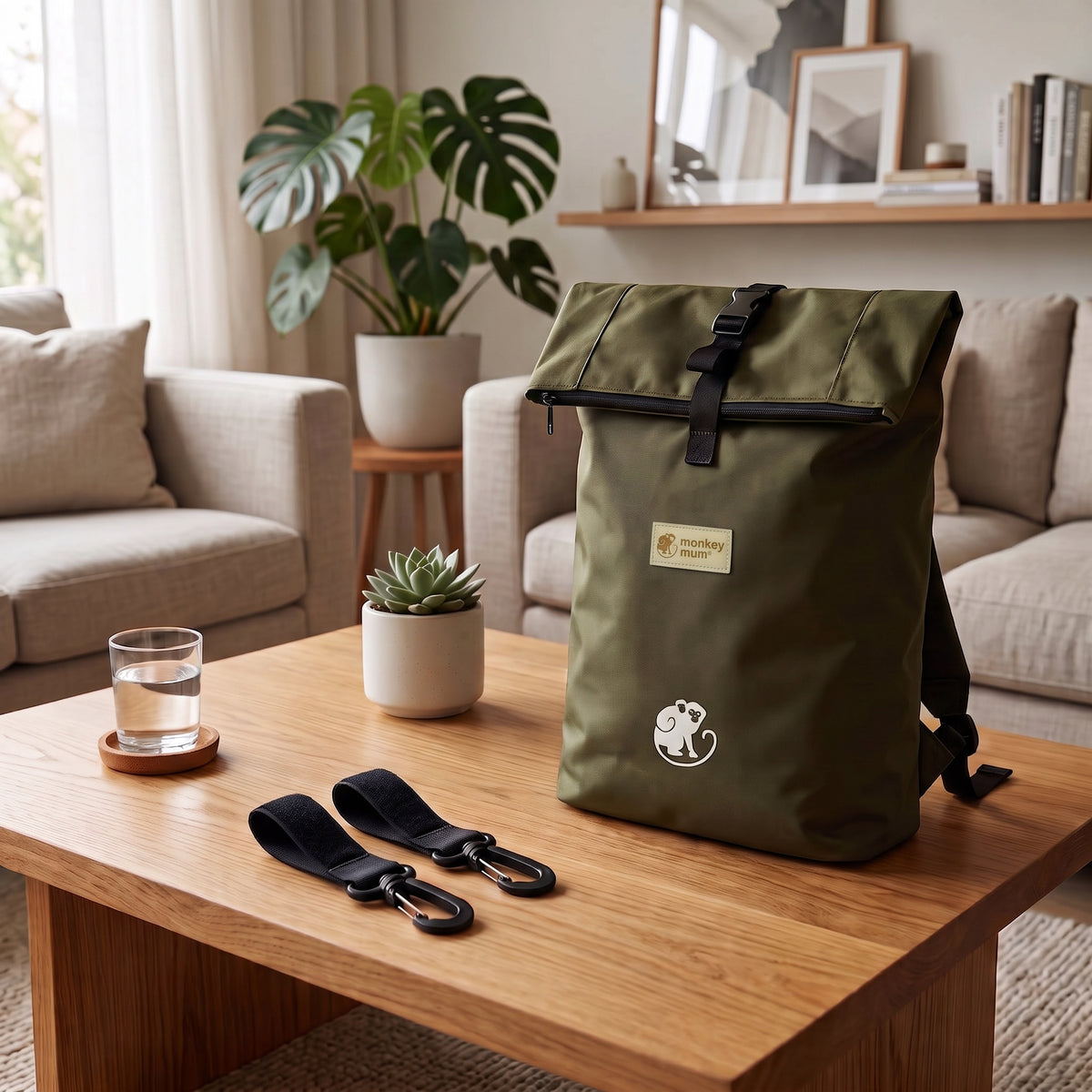 Monkey Mum® Sac à dos en sergé pour poussette – Couleurs de la forêt