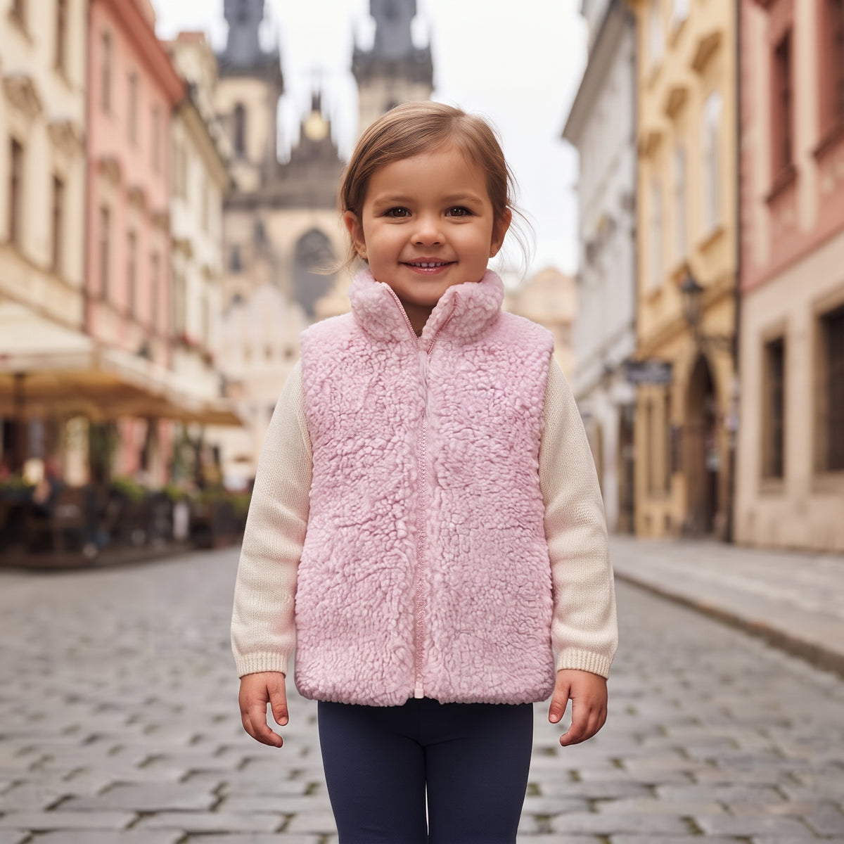 Veste en laine bouclée Monkey Mum® - Rose