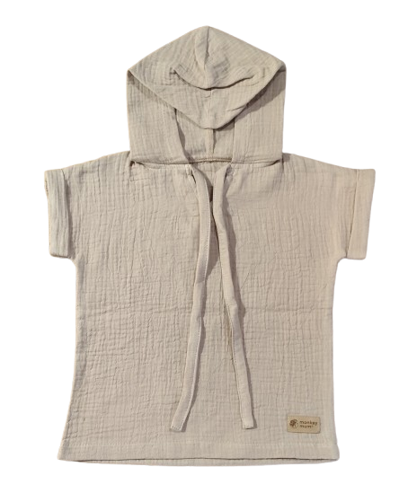 T-shirt à capuche en mousseline Monkey Mum® - Beige