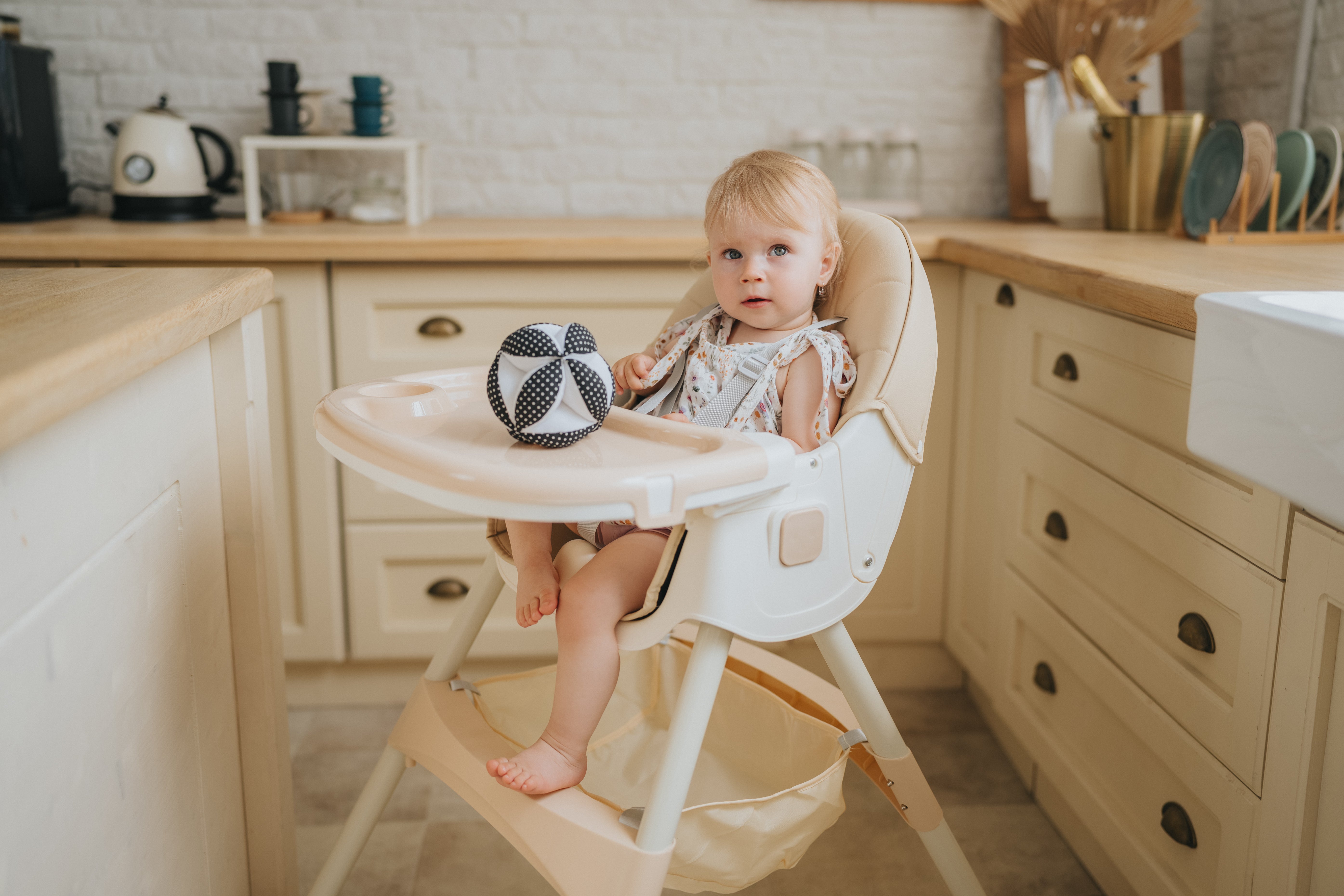 Chaise haute pour enfants 2 en 1 Comfort - Beige - ouverte