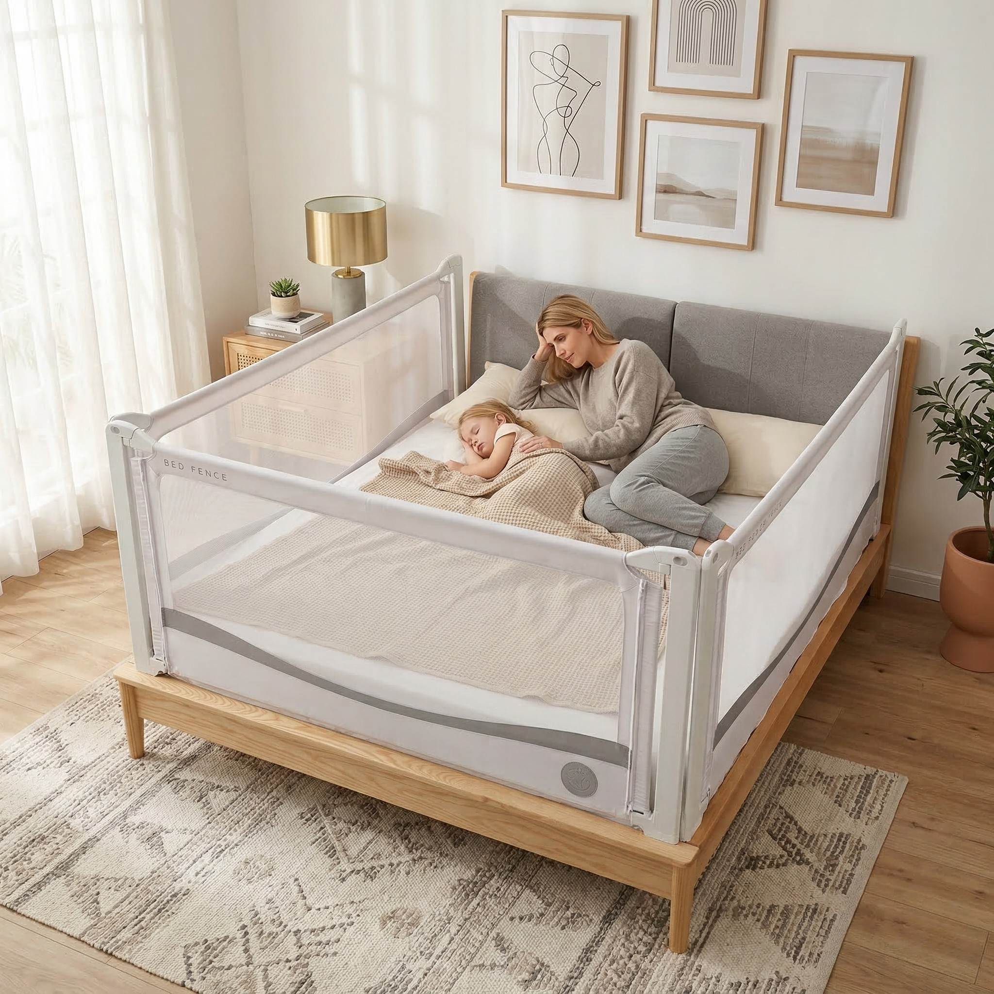 Barrière de lit Monkey Mum® Premium - gris clair - fin de série