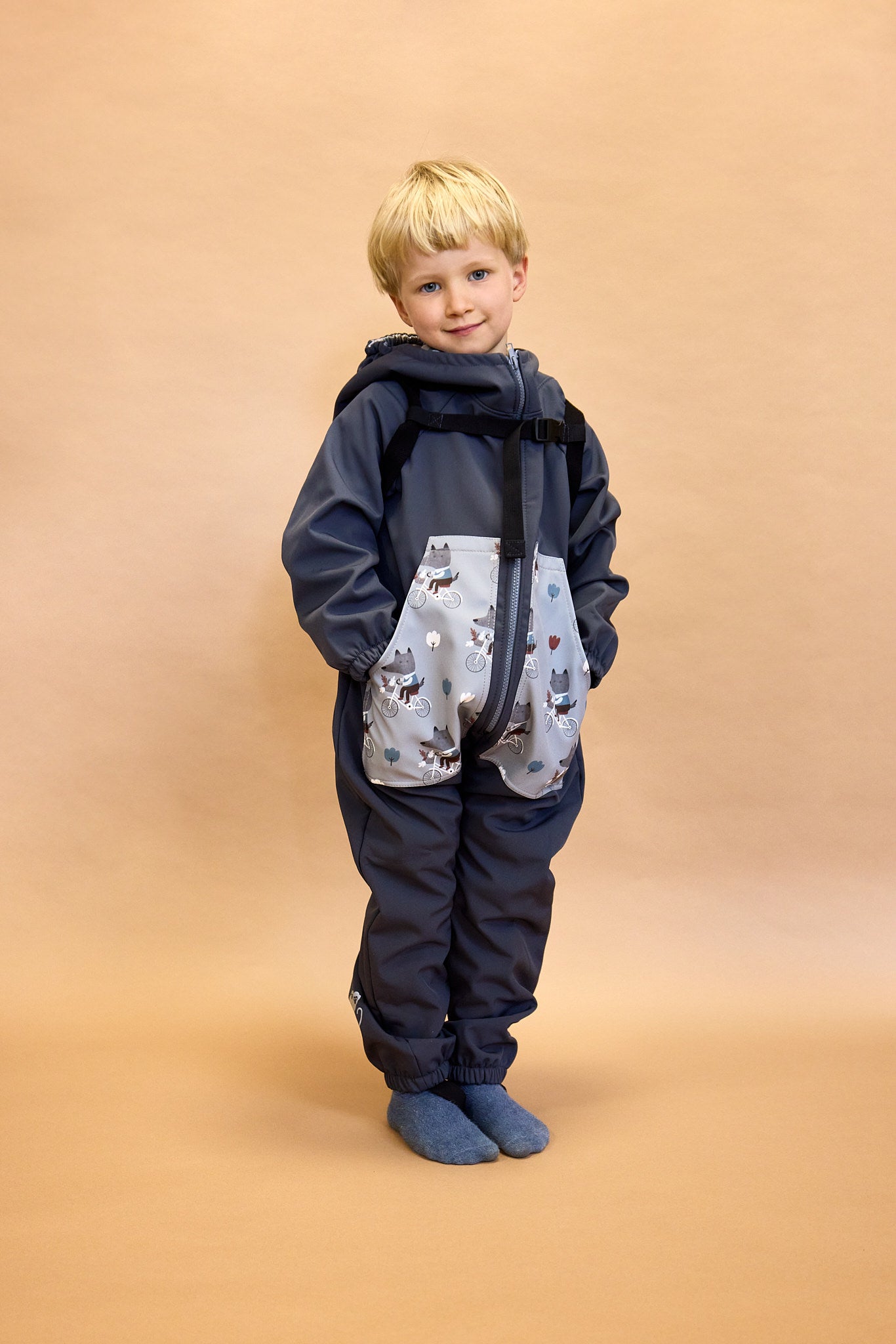 Monkey Mum® Combinaison softshell avec membrane – Animaux nocturnes - taille 98/104, 110/116