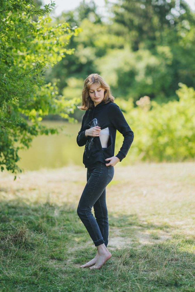 Sweat d’allaitement Monkey Mum® noir - maman aimante