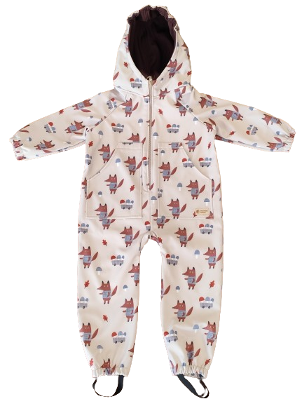 Combinaison softshell Monkey Mum® avec membrane – Renards dans les champignons - taille 98/104, 110/116