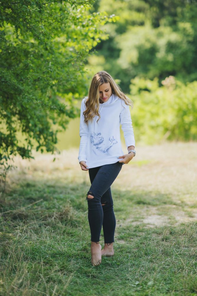 Sweat d’allaitement Monkey Mum® blanc - petite singe, 2e qualité - taille XL