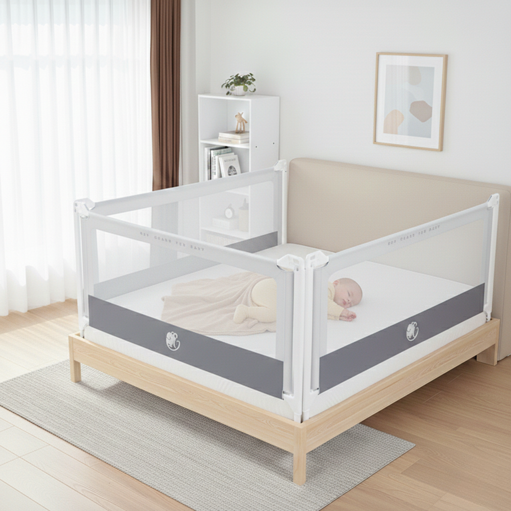 Barrière de lit Monkey Mum® Popular - gris clair - déballée