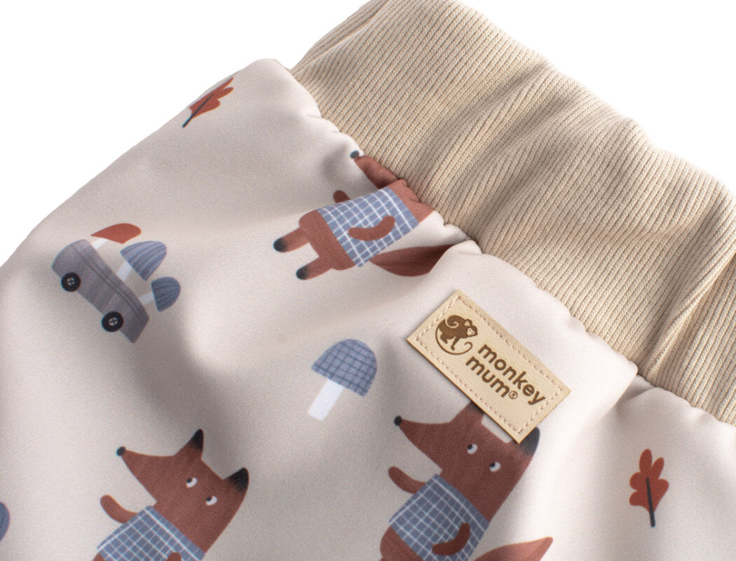 Pantalon enfant softshell avec membrane Monkey Mum® - Renards aux champignons