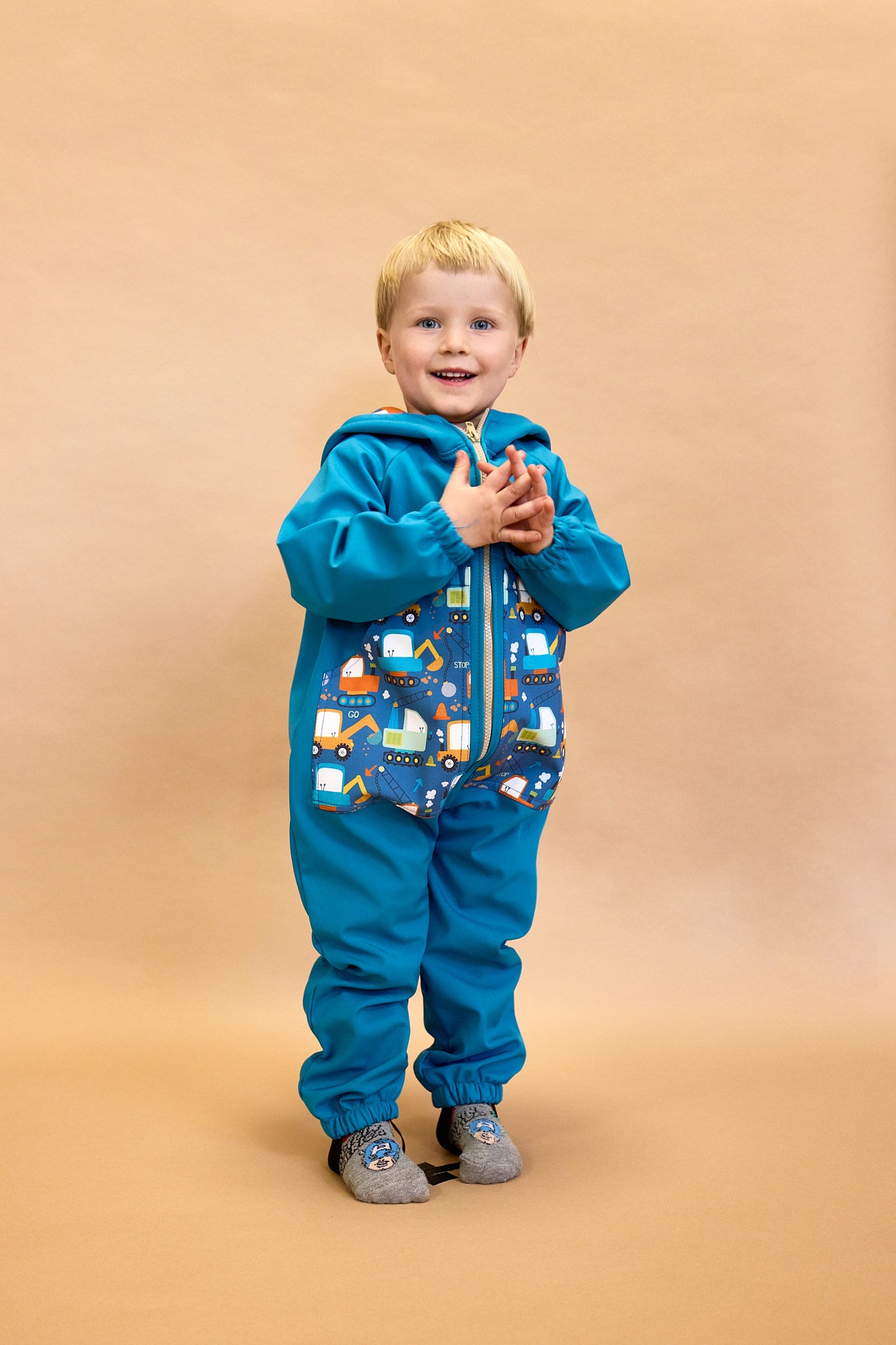 Monkey Mum® Combinaison d’hiver softshell pour enfants avec doublure en mouton - Conte du soir féerique avec un ours - taille 62/68, 74/80
