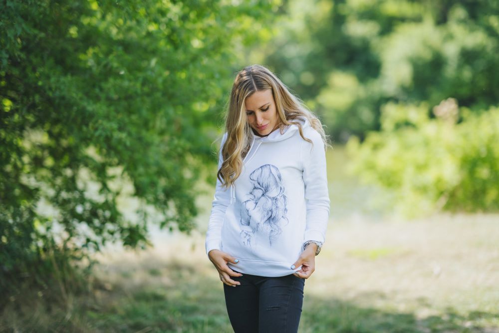 Sweat d’allaitement Monkey Mum® blanc - maman aimante