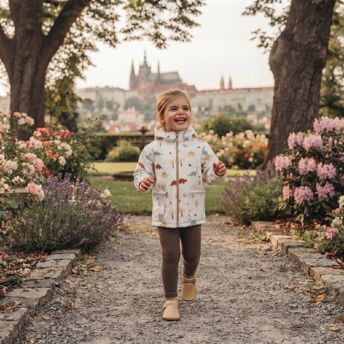 Veste softshell pour enfant avec membrane Monkey Mum® - Histoire de dinosaures