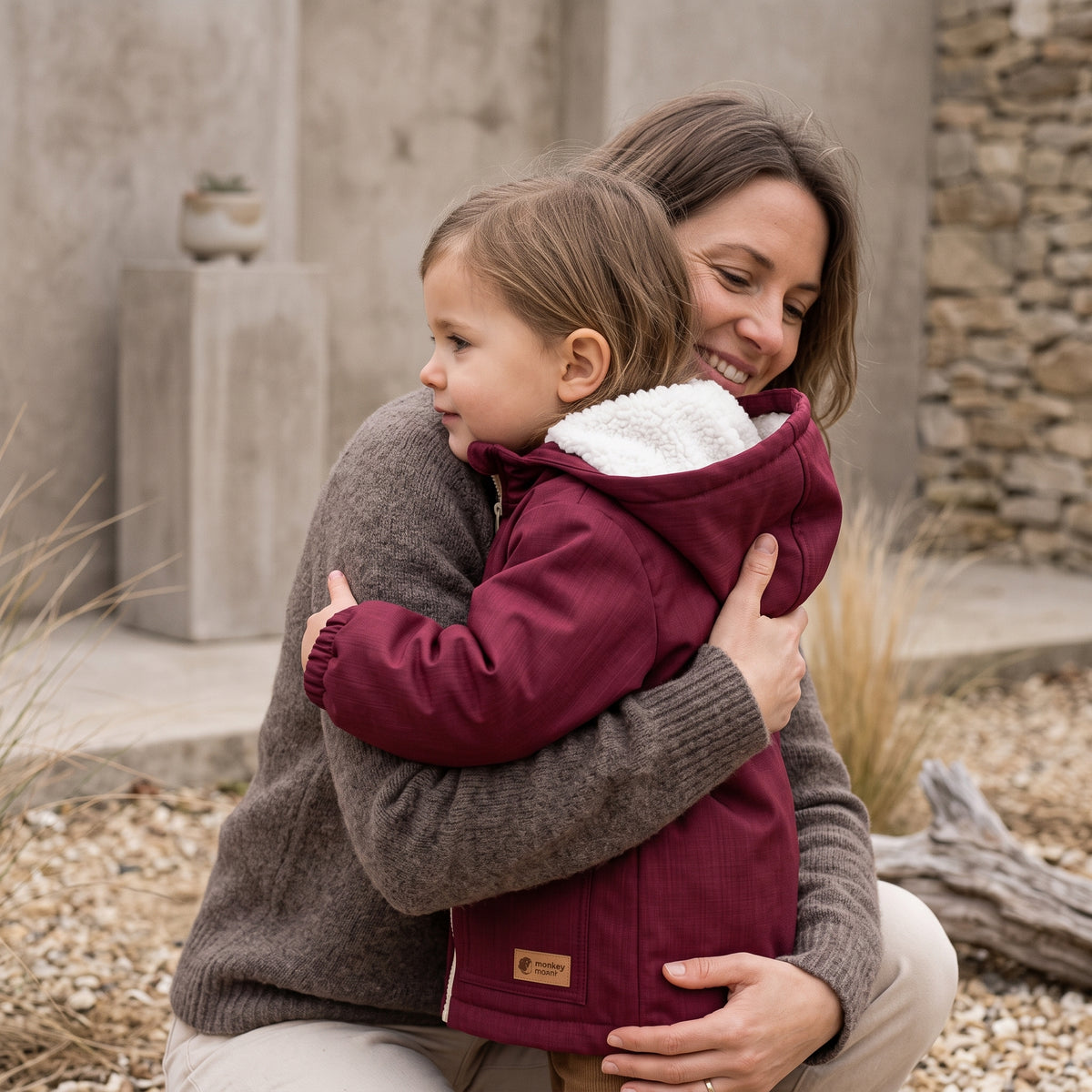 Veste softshell d’hiver pour enfant avec mouton Monkey Mum® - Petit Chaperon rouge bordeaux